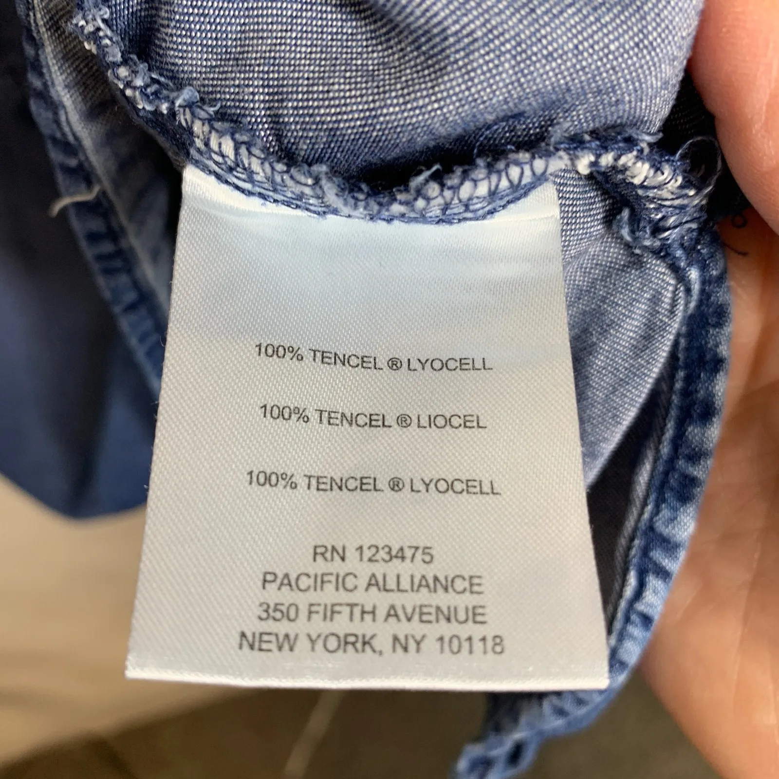 Ellen Tracy Chambray Sz Large Lace Up Front Collar Tunic Top - Image 8