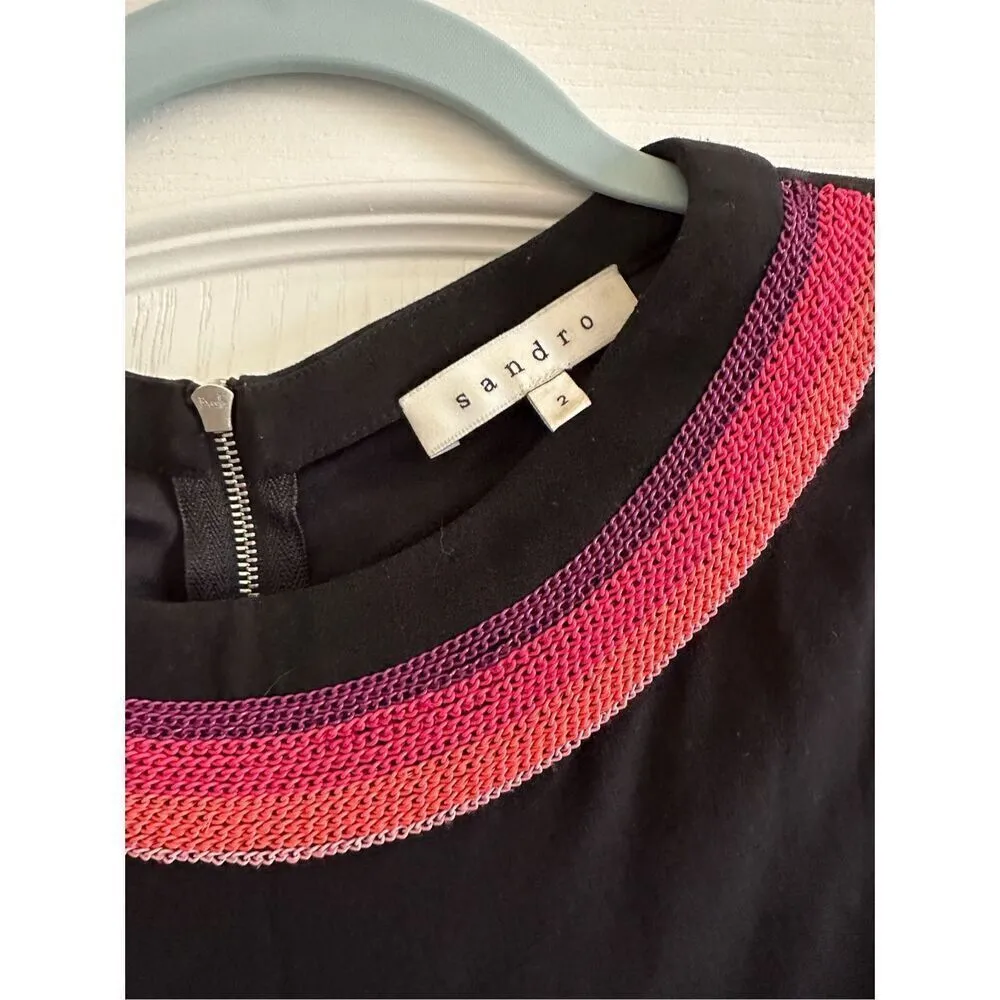 Sandro Embellished Neckline Dress Sz 2 - Image 4