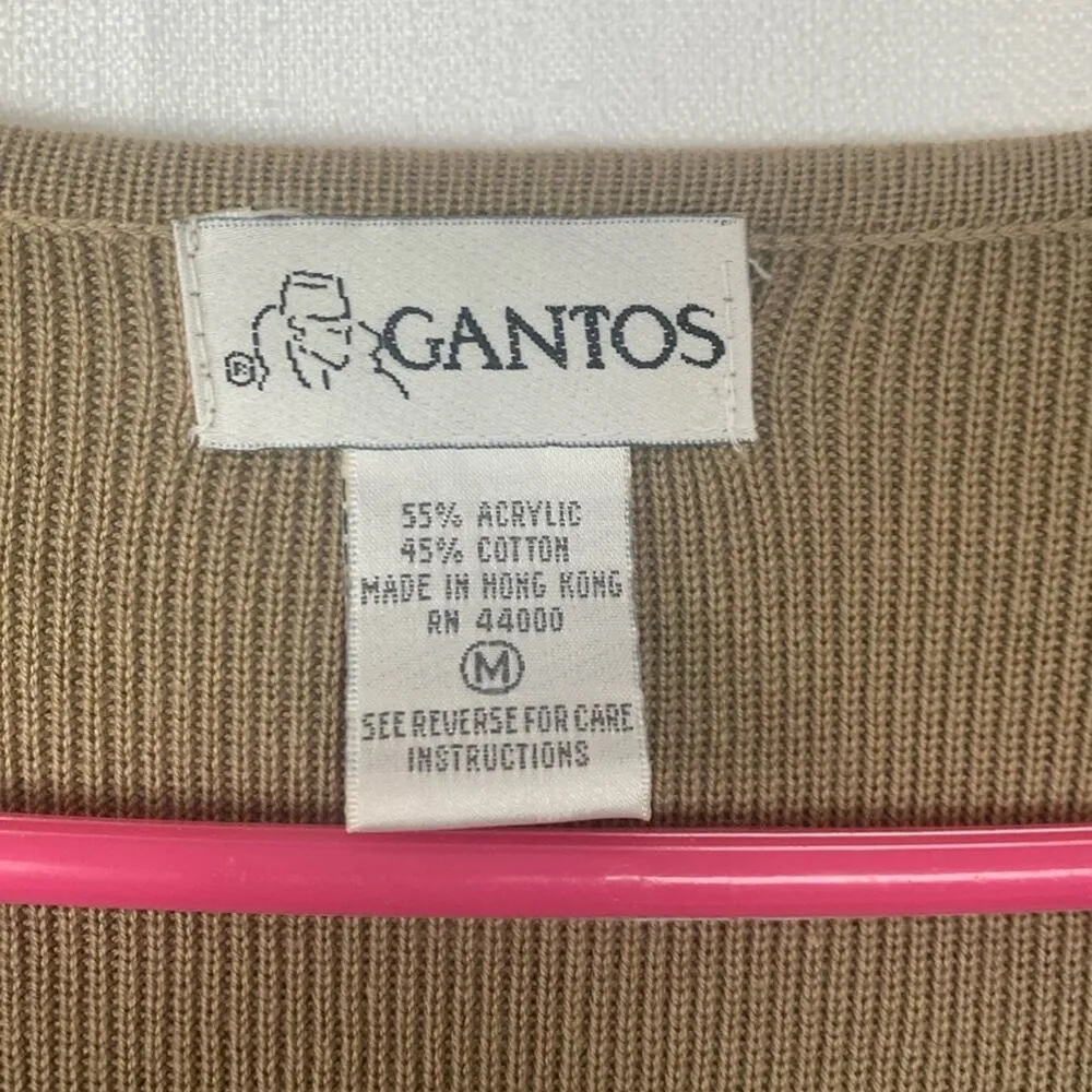 Gantos women's medium tan sequin button up sweater knit cardigan 90 - Image 2