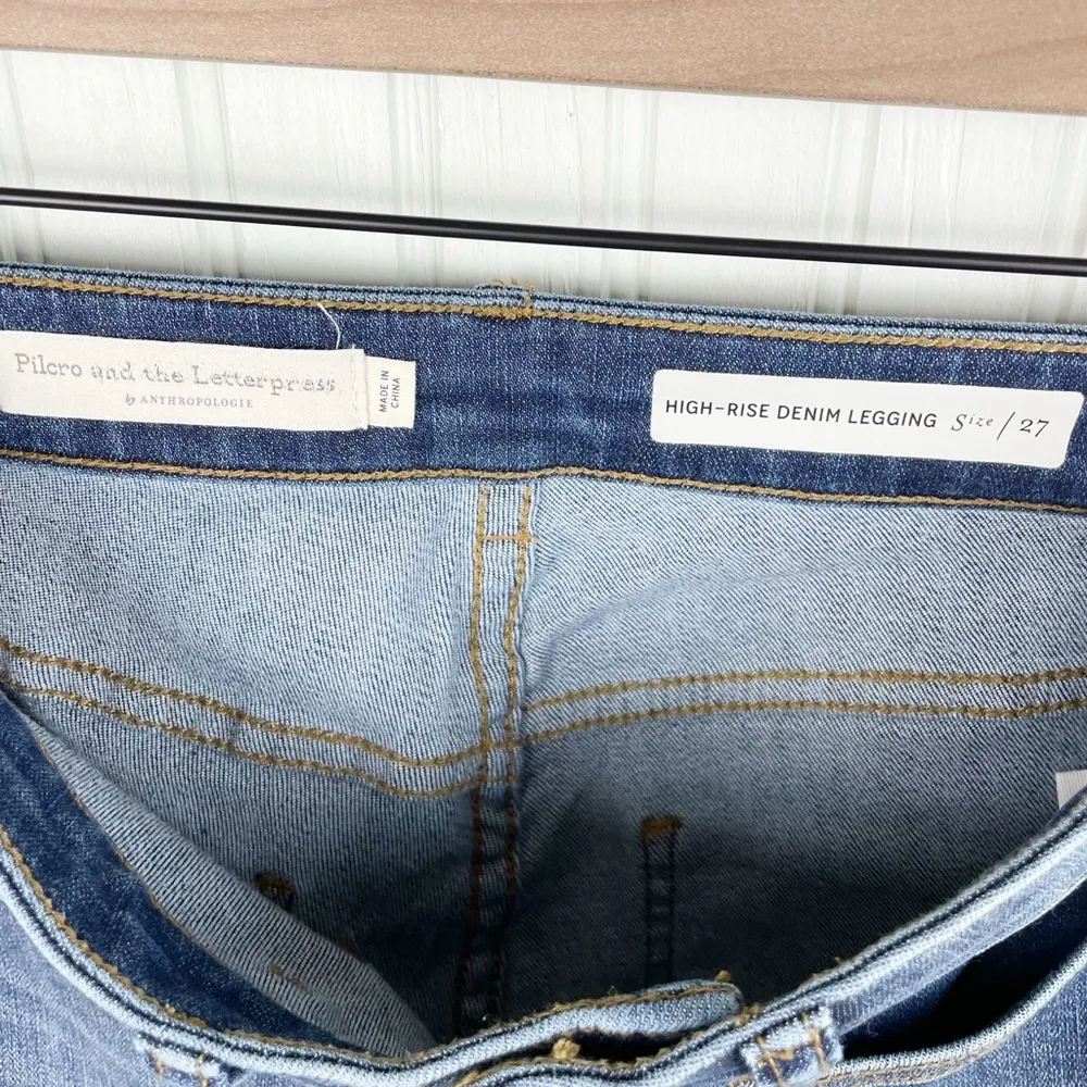 Anthropologie Pilcro High-Rise Denim Legging Button Fly Patch Pocket Size 27 - Image 7