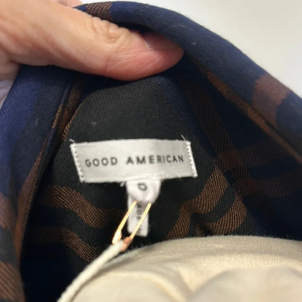 Good American Navy‎ Blue Notched Collar Long Sleeve Flannel - Image 3