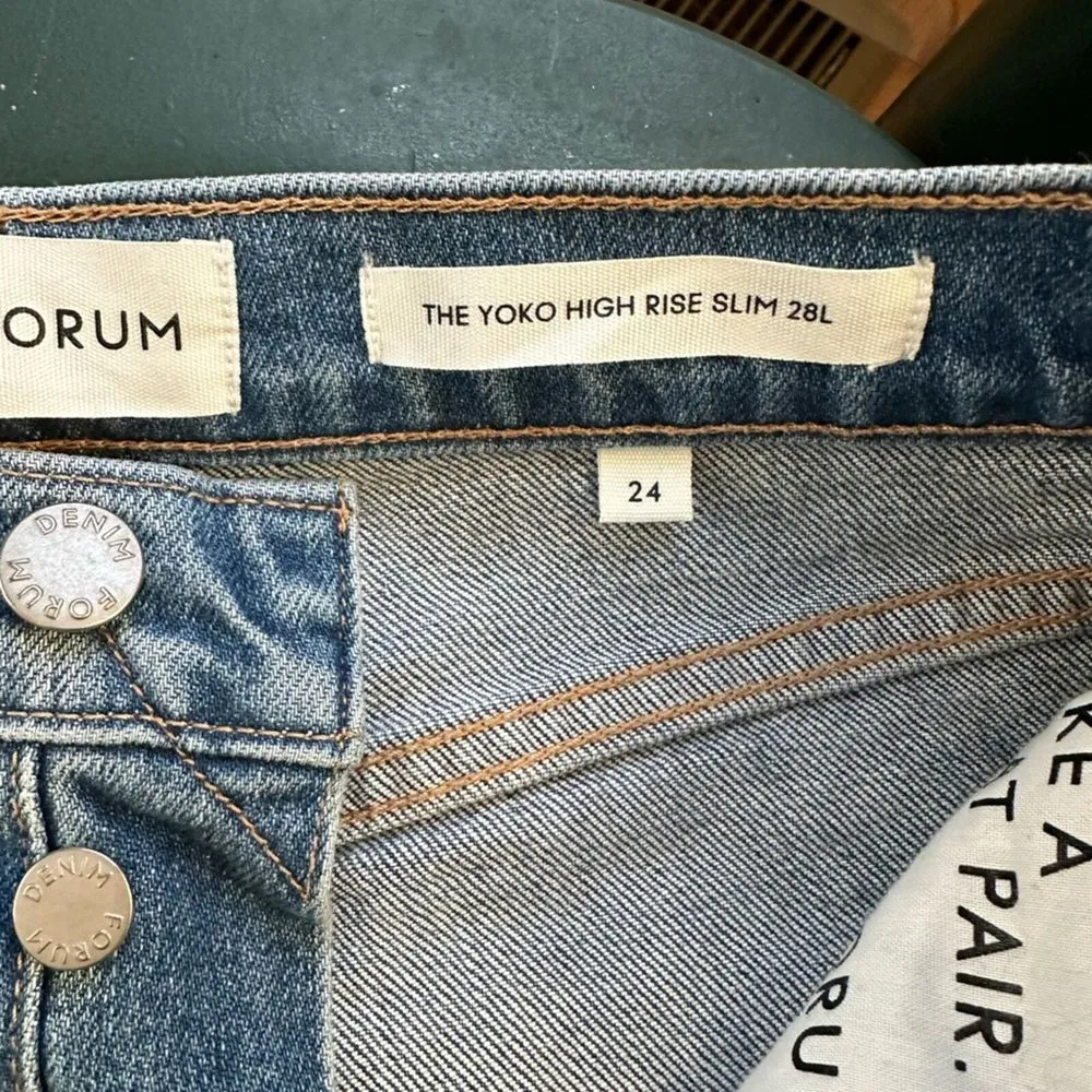 Denim Forum Aritzia The Yoko‎ High Rise Slim Size 24 Women's Jeans Blue - Image 4