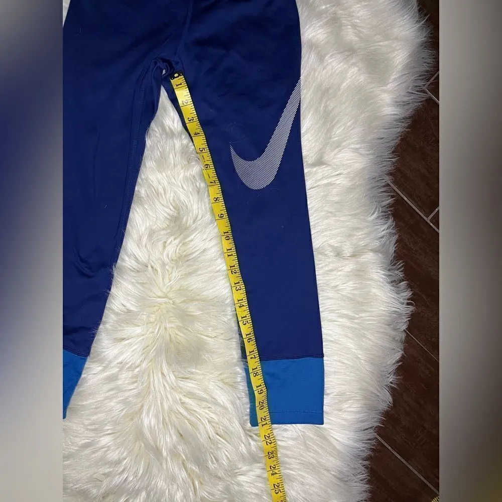 Nike power essential swoosh navy blue athletic leggings sz XS - Image 7