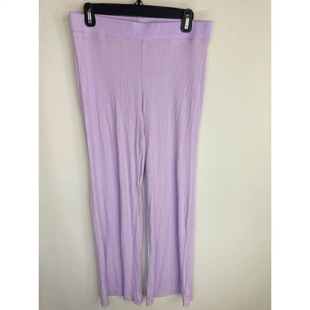 Jonathan Simkhai Celia Ribbed Knit‎ Wide Leg Pants Medium NWT Purple - Image 3