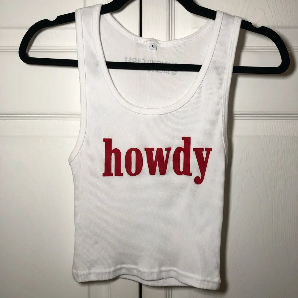 Diamond Cross Ranch White and Red Howdy Baby Tank Size L Size L - Image 2