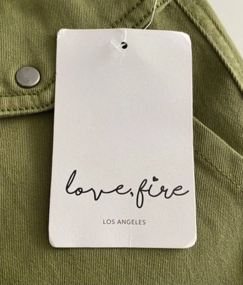 Love Fire Twill Wide Leg Olive Green Pants size L - Image 6