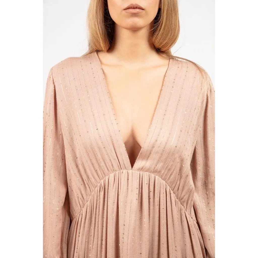 Sundress Chicago Long Dress in Roma Cafe Au Lait M/L New Womens Maxi Tan Size M - Image 9