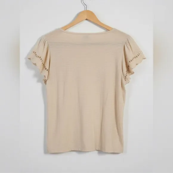 Liz Claiborne Yellow Short Flutter Sleeve Top - Image 3