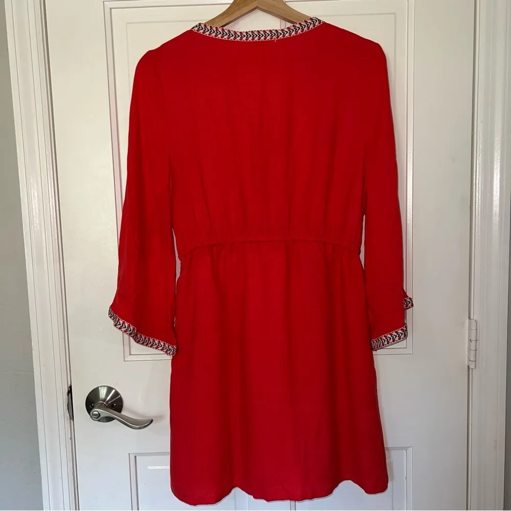 Jack by BB Dakota Klea Embroidered Surplice Dress Fire red size small - Image 6