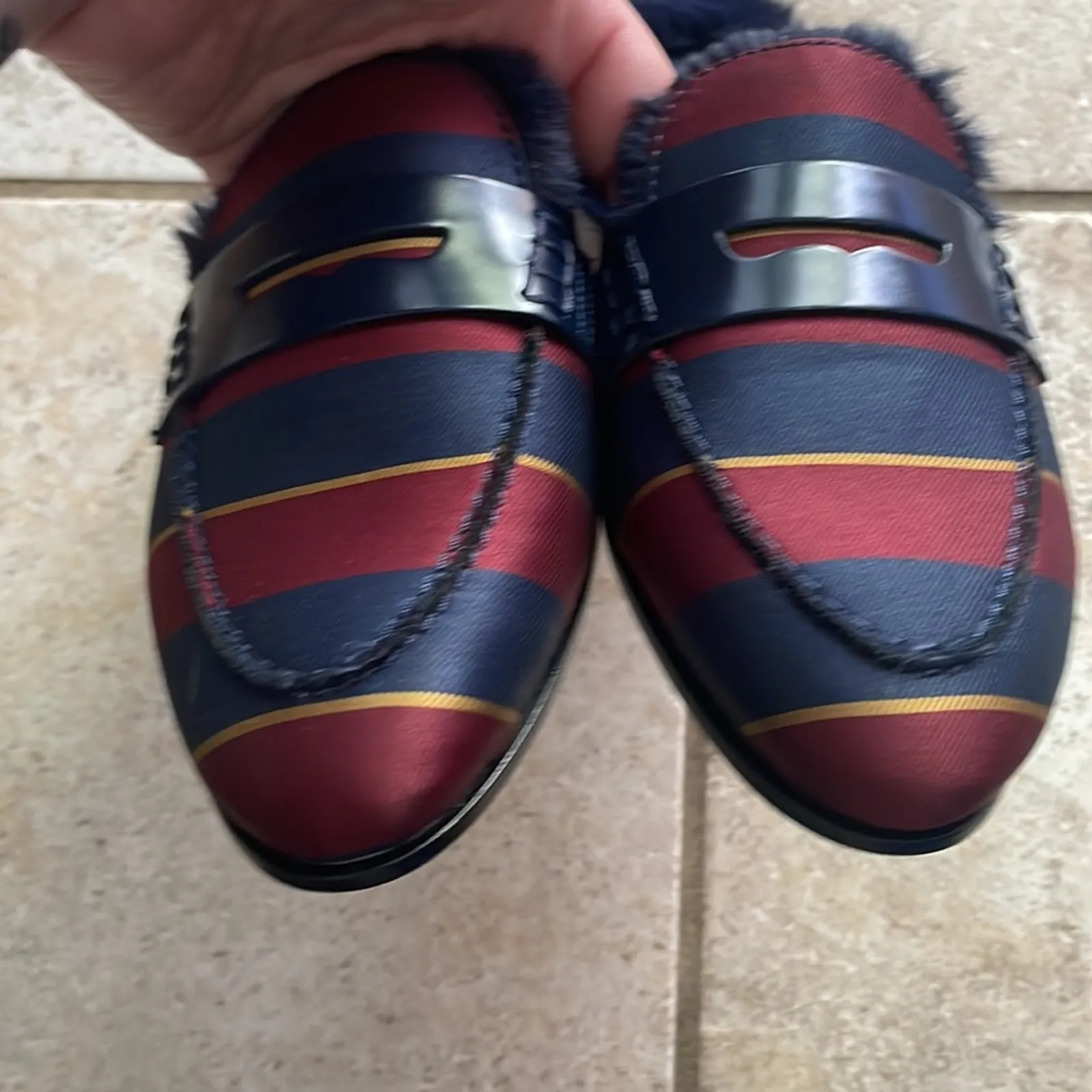 J. Crew Shoes Faux Fur Academy Penny Loafer Mule In Stripe - Image 4