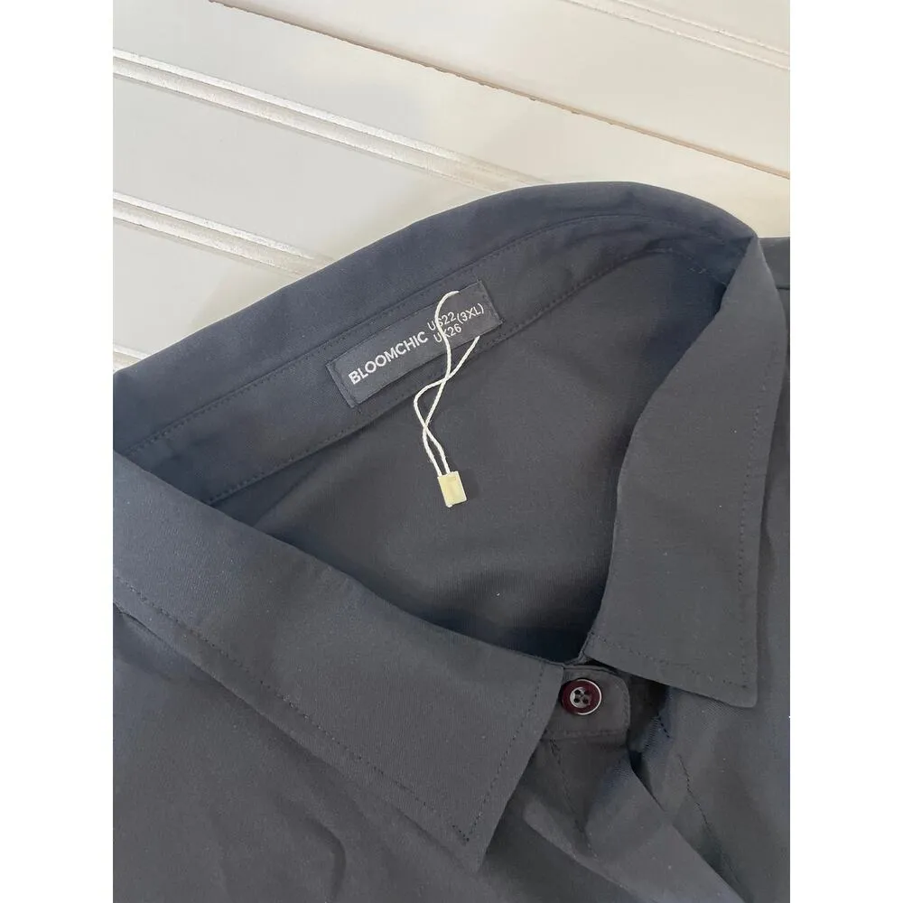 NWOT BloomChic Women’s Black Cut Out Side Long Button Down Shirt Plus Size 3X - Image 7