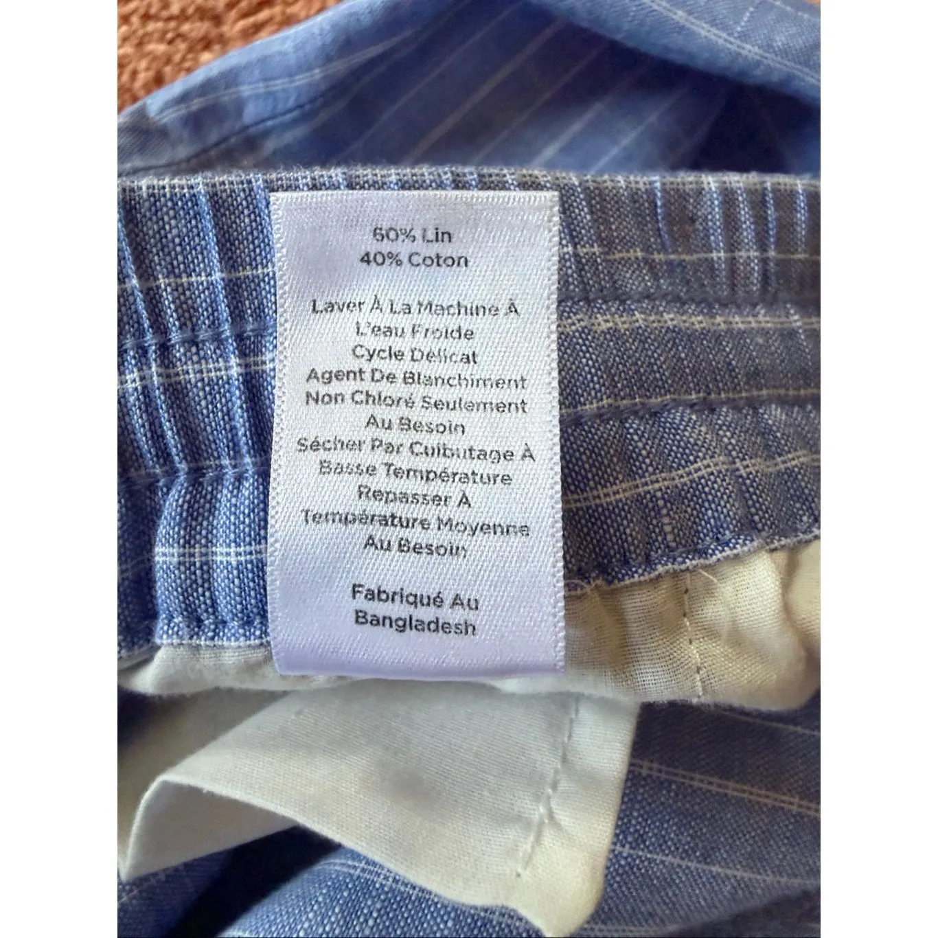 NWOT Talbots Blue Pinstripe Linen Blend Drawstring Crop Pants Size L - Image 9