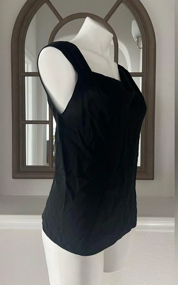 Theory Asymmetric Classic Silk Georgette Black Top, Size S New w/Tag Retail $275 - Image 5