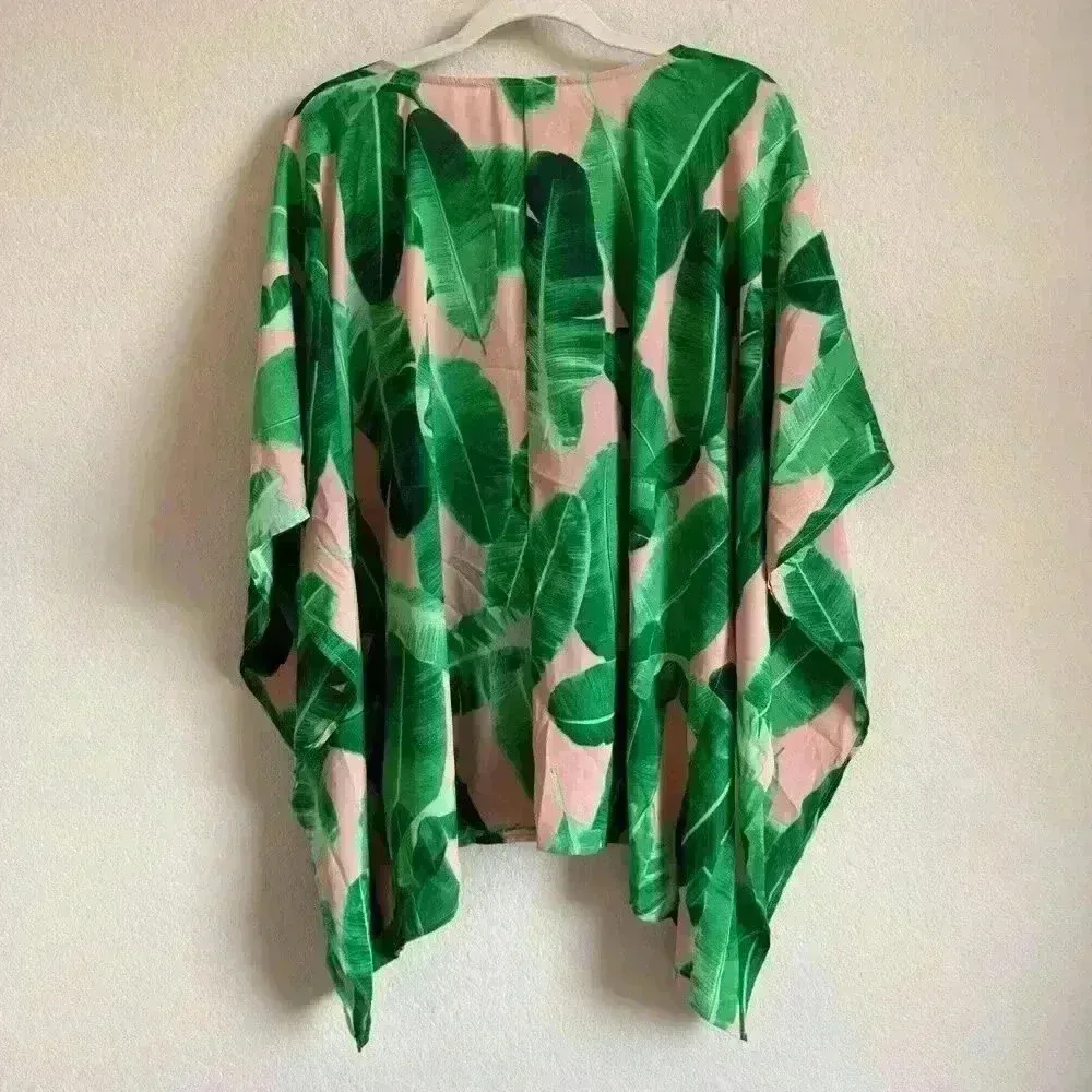 Buddy Love Women’s Kiwi Key West Boho V Neck Half Sleeve Poncho Tunic Size M/L‎ Green - Image 6
