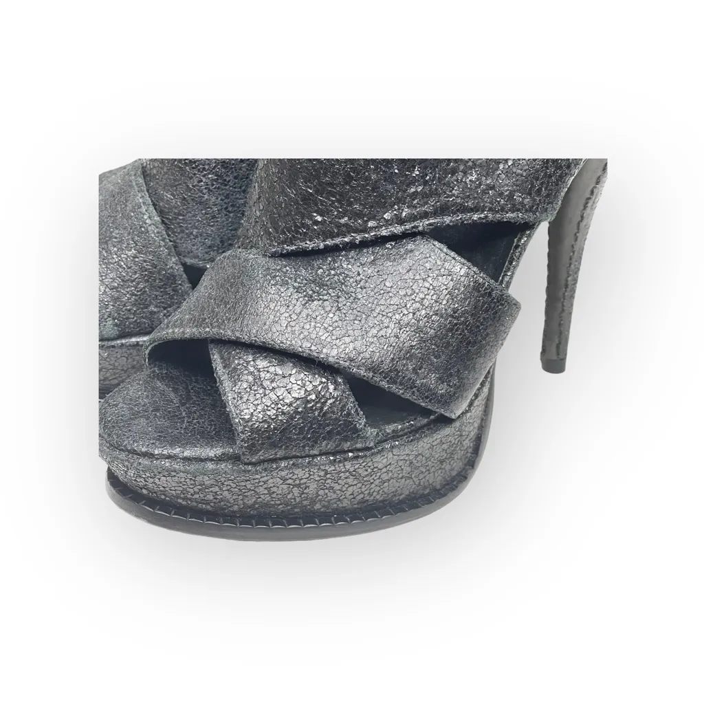 Elizabeth and James 𒀭 Milla Platform Stiletto Heel Sandal 𒀭 Black Sheen 𒀭7.5M - Image 8