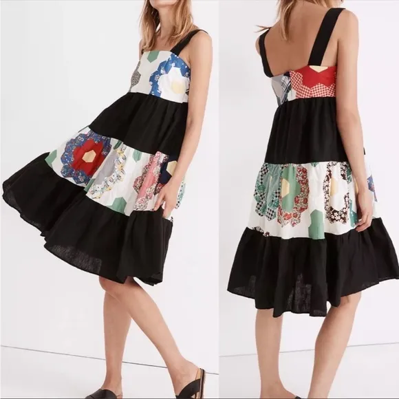 Madewell X Carleen Patchwork Surrounded Islands Floral Midi Dress Linen - Image 2