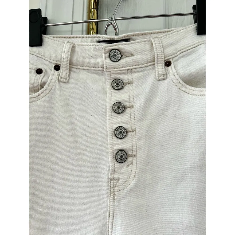 Abercrombie & Fitch White Stone Wash Button Fly Ultra High Rise Straight - Image 2