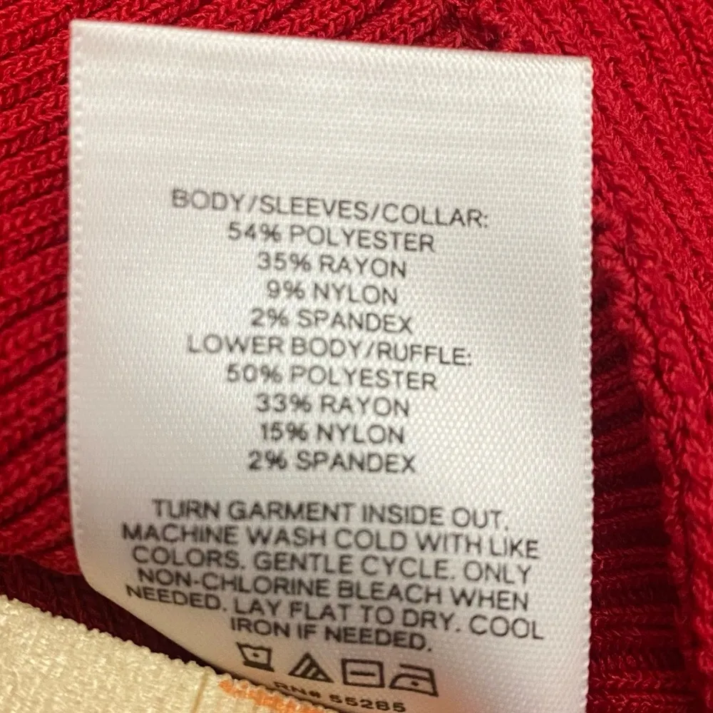 Red exaggerated ruffle long sleeve peplum sweater avant garde - Image 7