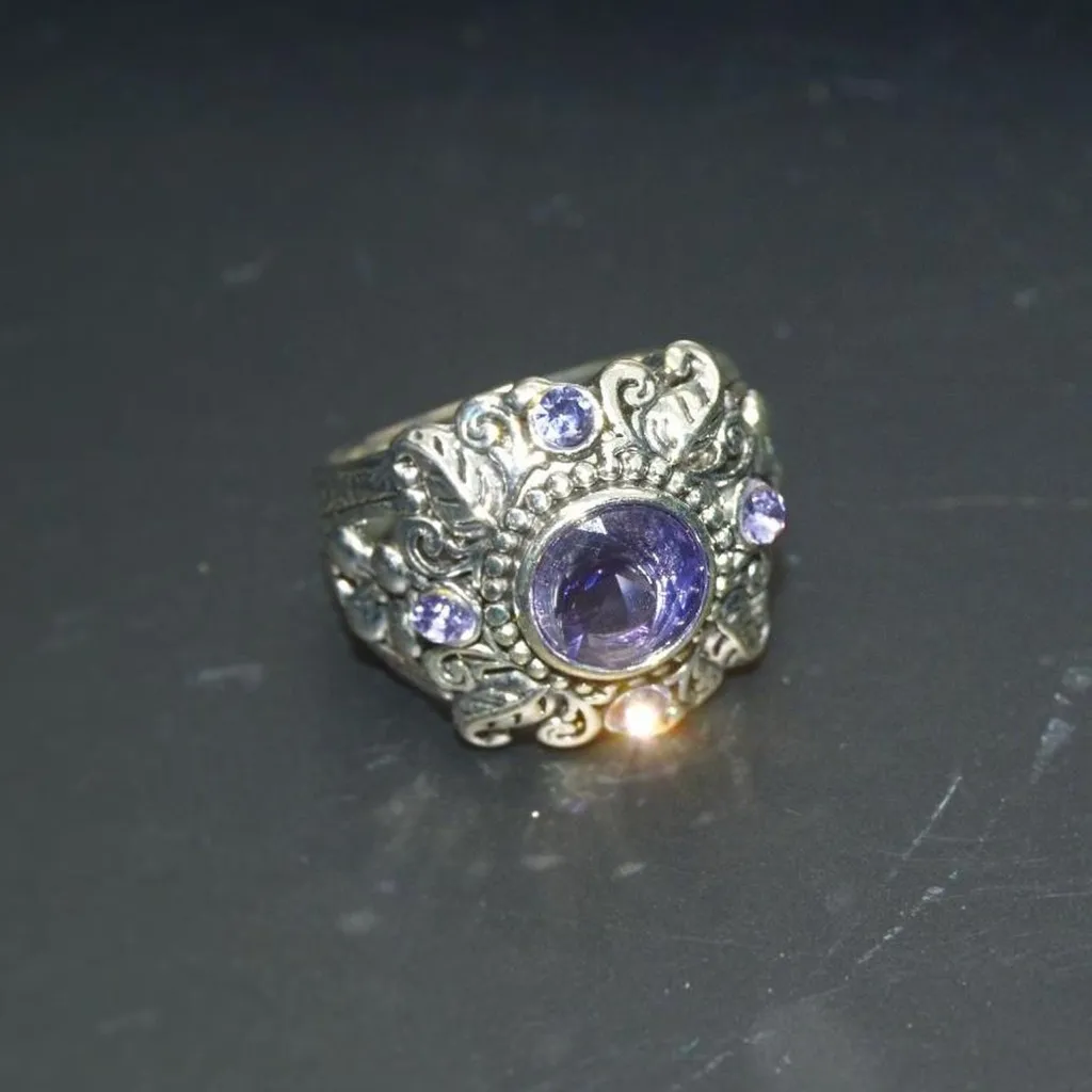 Purple Faux Amethyst Cocktail Ring - Image 5