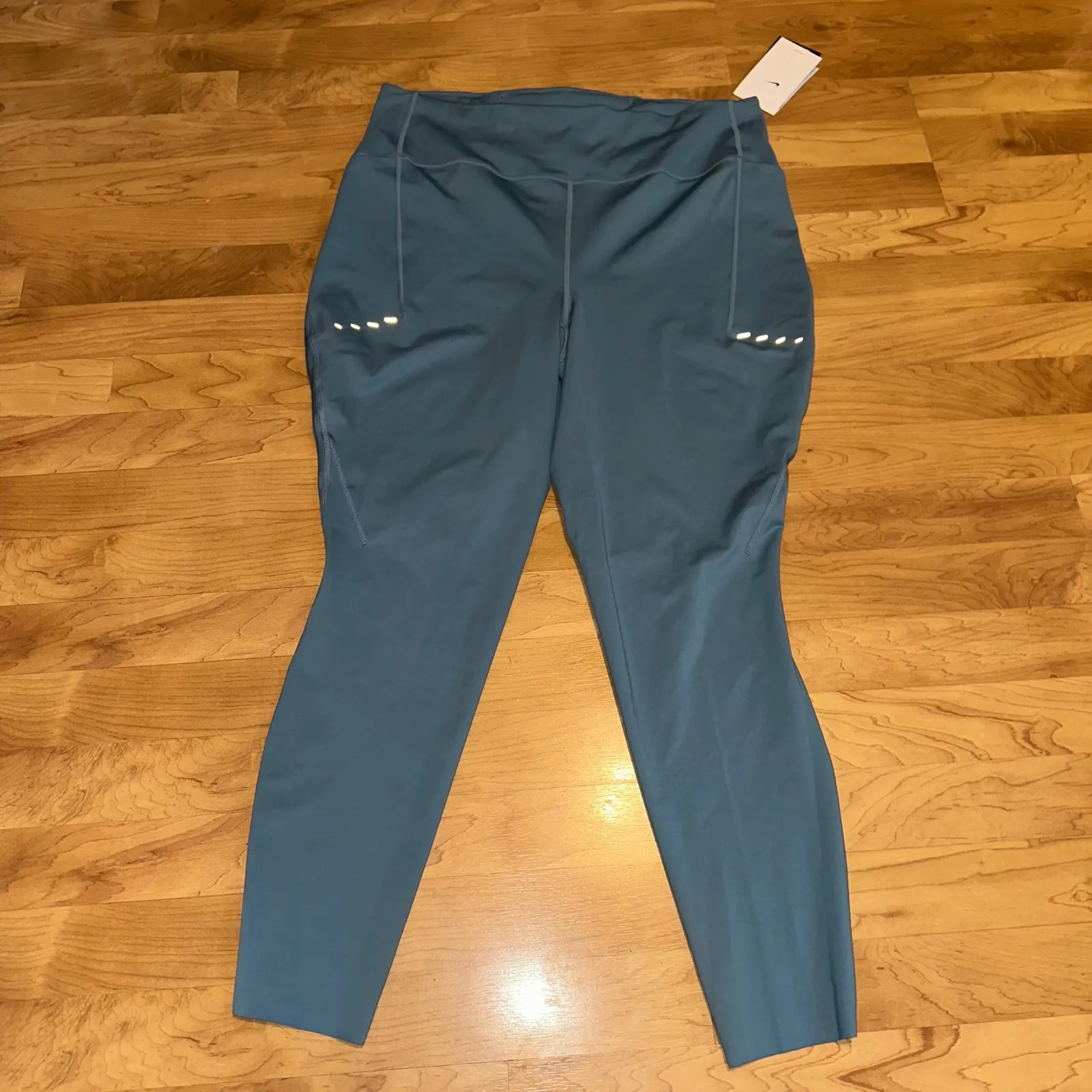 Nike Women's‎ Swift 7/8 Running Leggings size XXL Teal Blue High Waist - Image 2