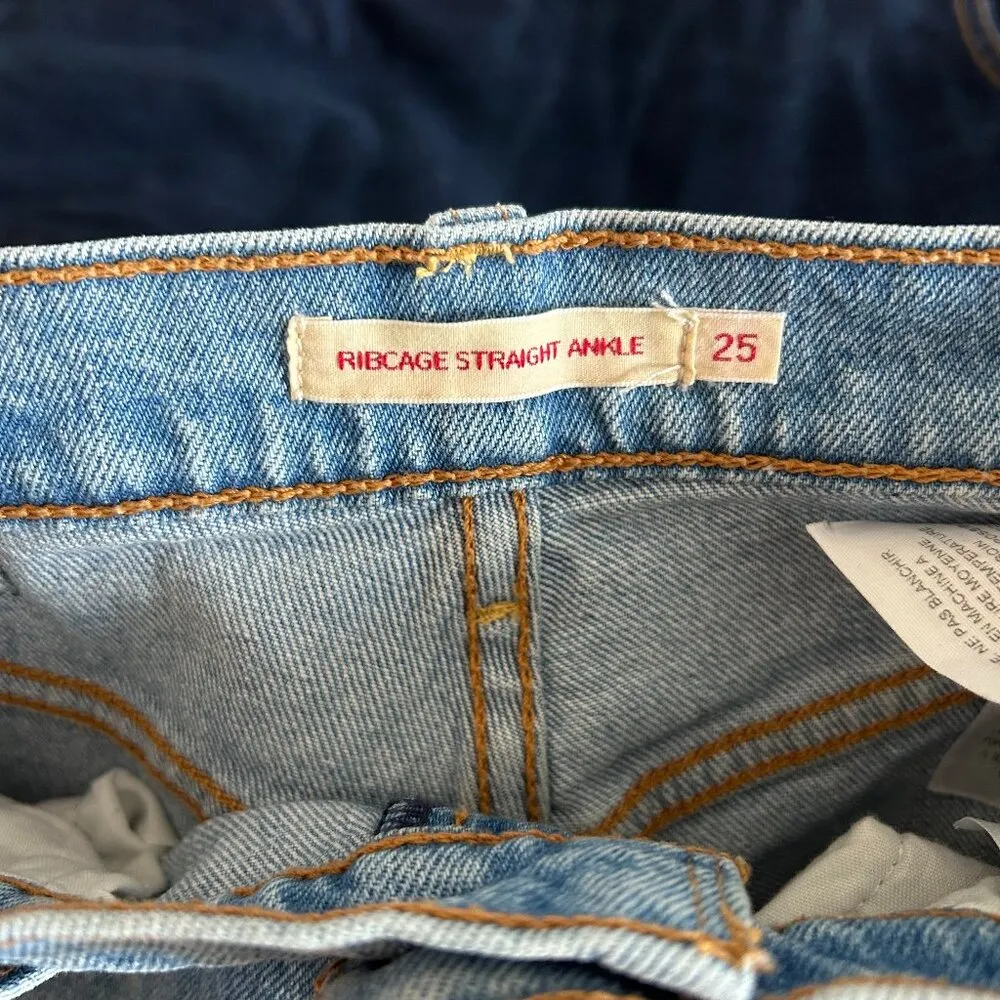 Levi's X Revolve Ribcage Straight Ankle Jeans in Jazz Time with Distressing - Image 10