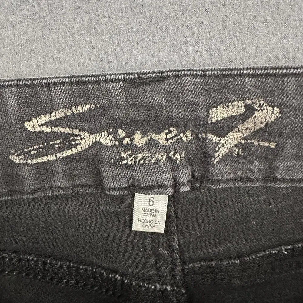 Seven7 Jeans Womens 6 Black Skinny Stretch Denim Pants Mid Rise Faded Classic - Image 7