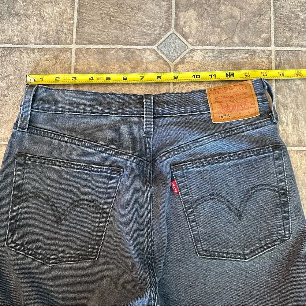 Levi’s Premium 501 S Skinny Gray/Faded Black Jeans W26 L28 Button fly Distressed - Image 9