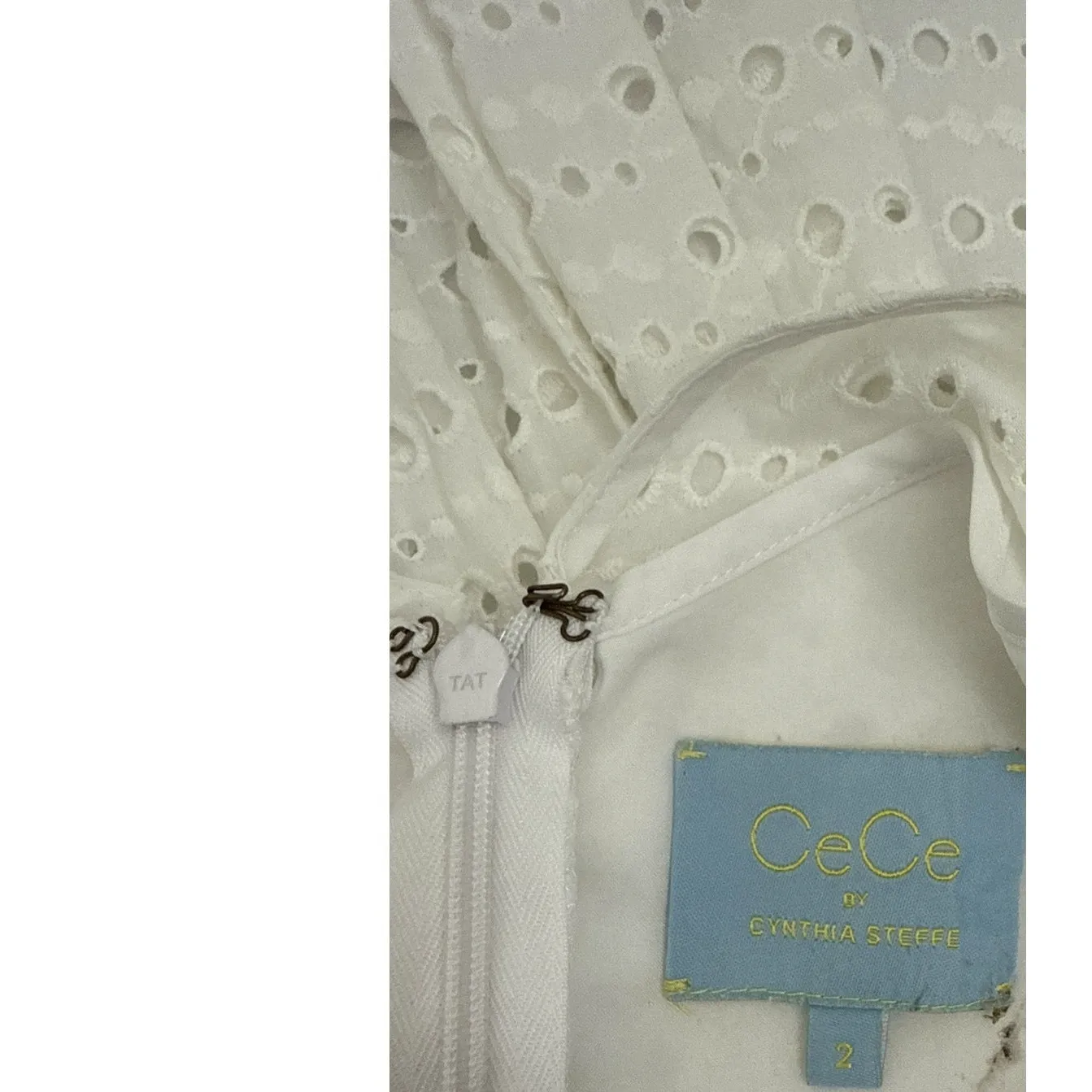 Cece by Cynthia Steefe White Sleeveless Eyelet Mini Dress Size 2 - Image 3