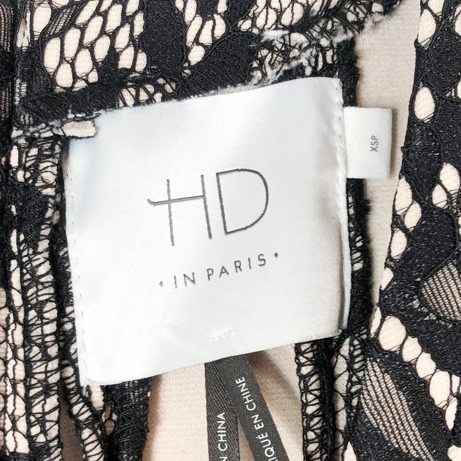 HD in‎ Paris XSP Dress Black White Lace A Line Mini Back Zip Sleeveless 1351 - Image 9