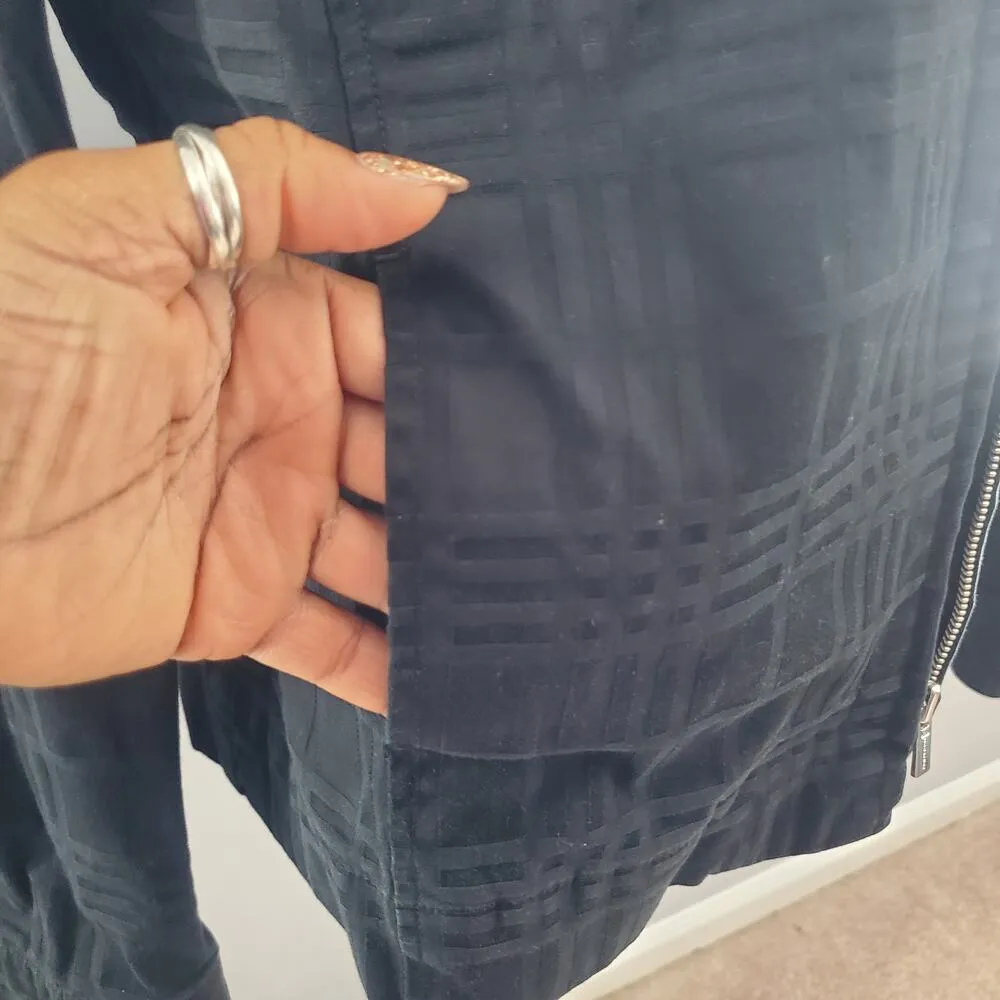 Jones New York Signature Black Zip-Up Checkered Print Jacket L - Image 8