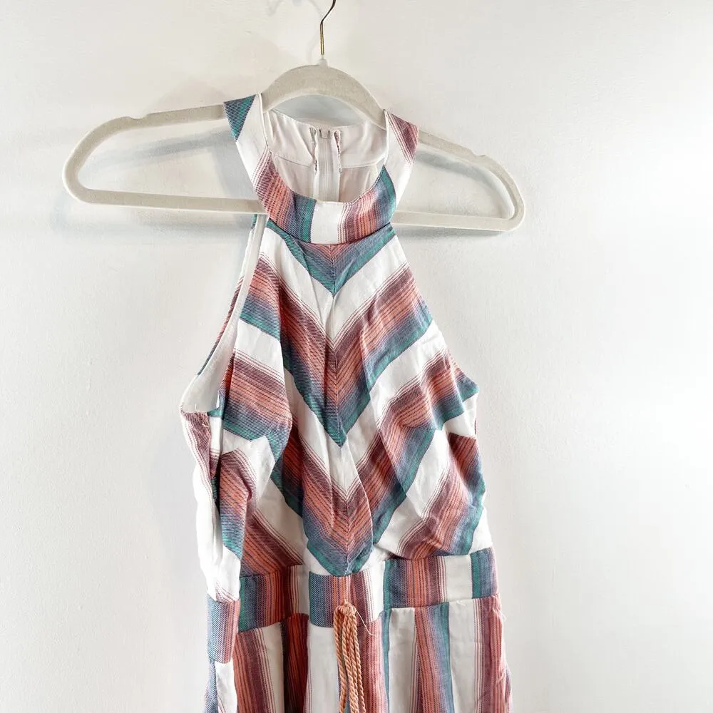 Crystal Sky Halter Neck Sleeveless Flare Leg Striped Tasseled Jumpsuit Pink 5 Size undefined - Image 8