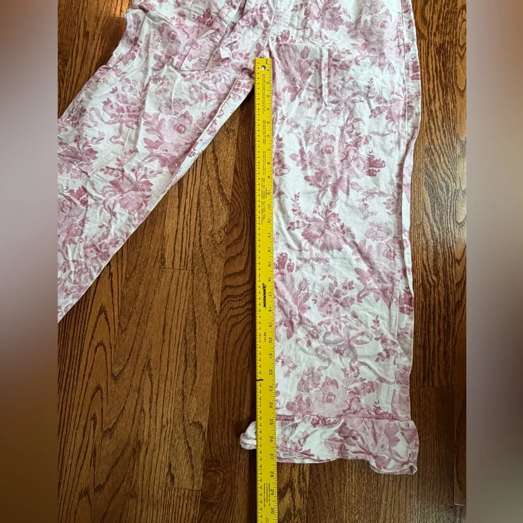 LoveShackFancy Damask Ruffle Pajama Set Pink Organic Cotton Size M - Image 13