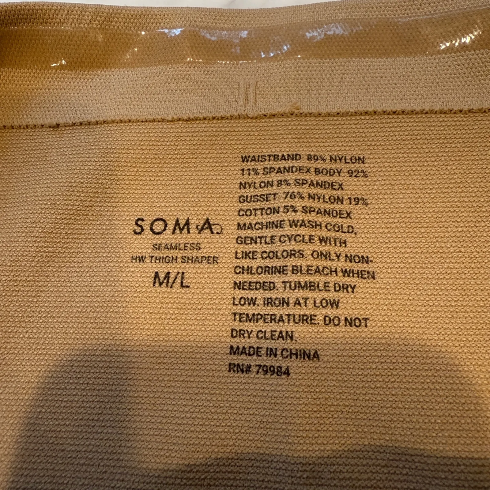 Soma Seamless‎ High Waist Thigh Shaper Panties Beige Smoothing M/L Tan Size M - Image 5