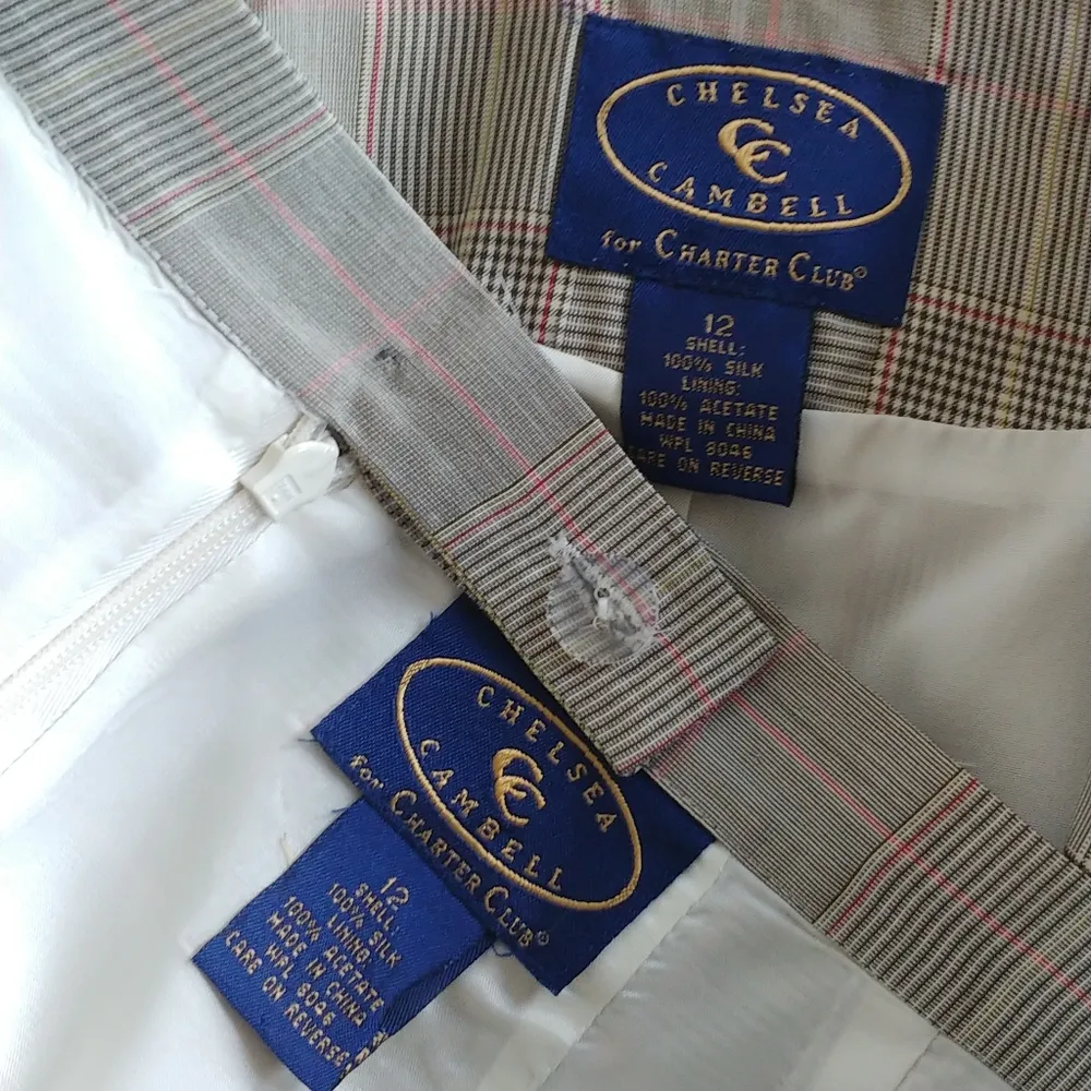 Chelsea Cambell Charter Club Silk Plaid Blazer Skirt Suit - Image 7