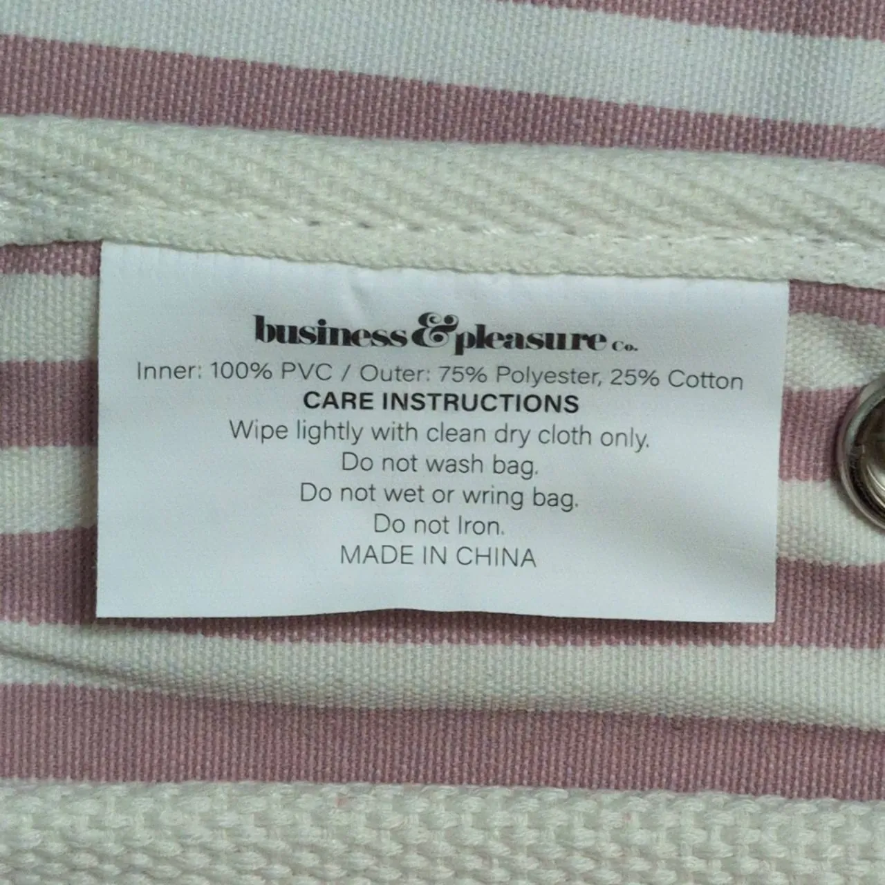 NWT Business & Pleasure Co Pink White Stripe Insulated Zipper Cooler Lunch Bag - Image 9