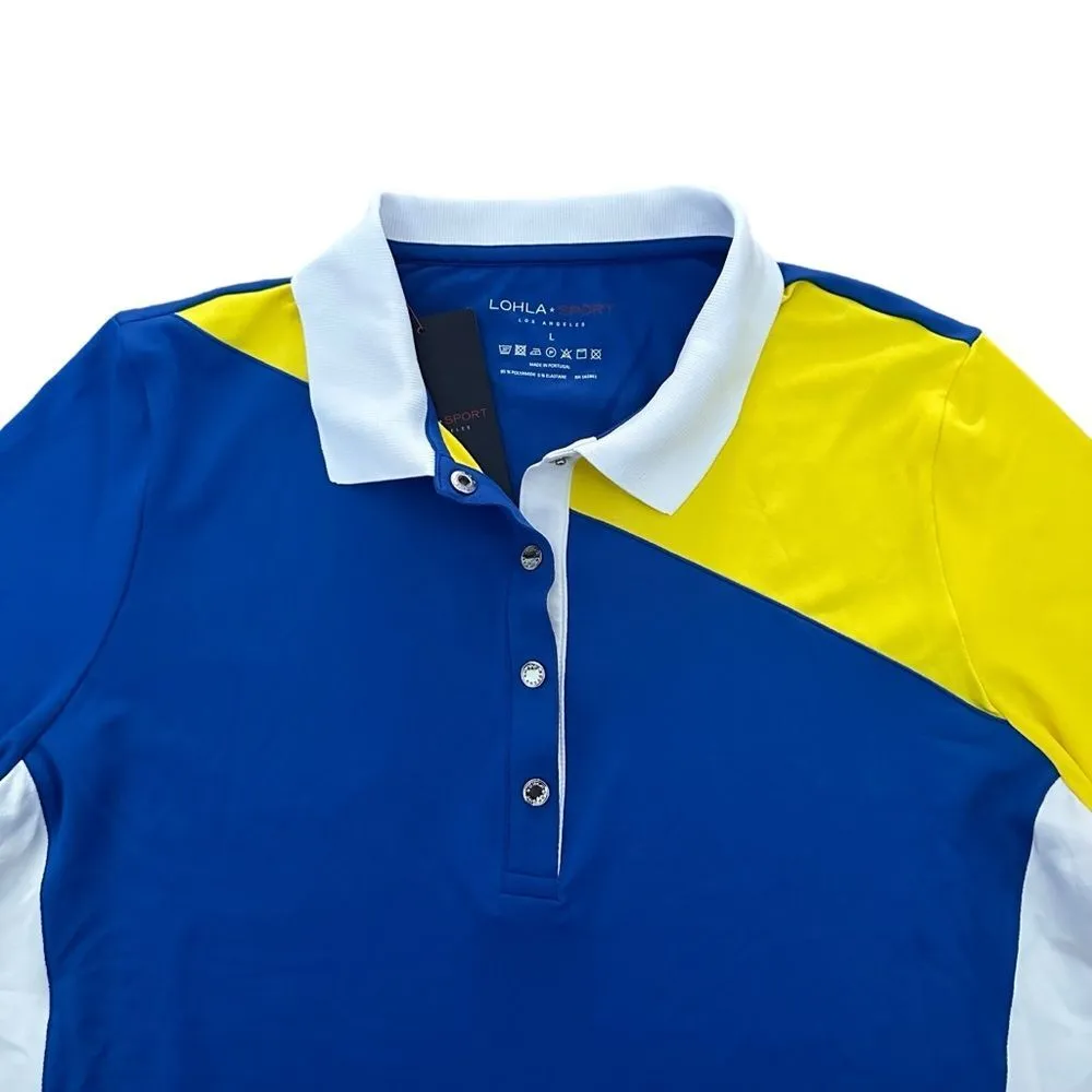 Lohla Sport Filippa Short Sleeve Polo Top Tennis Pickleball Blue, L, New Blue Size L - Image 3