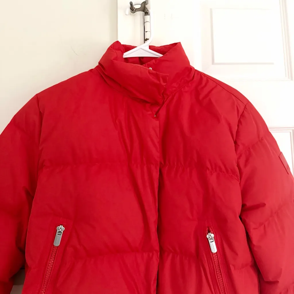 Athleta  Summit Cropped Puffer Jacket Winter Down Coat Red Orange Size XS FLAW - Image 4