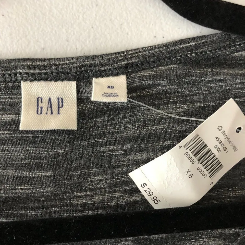 GAP Womens Knit Top V Neck Long Sleeve Heathered Gray Size XS - Image 3