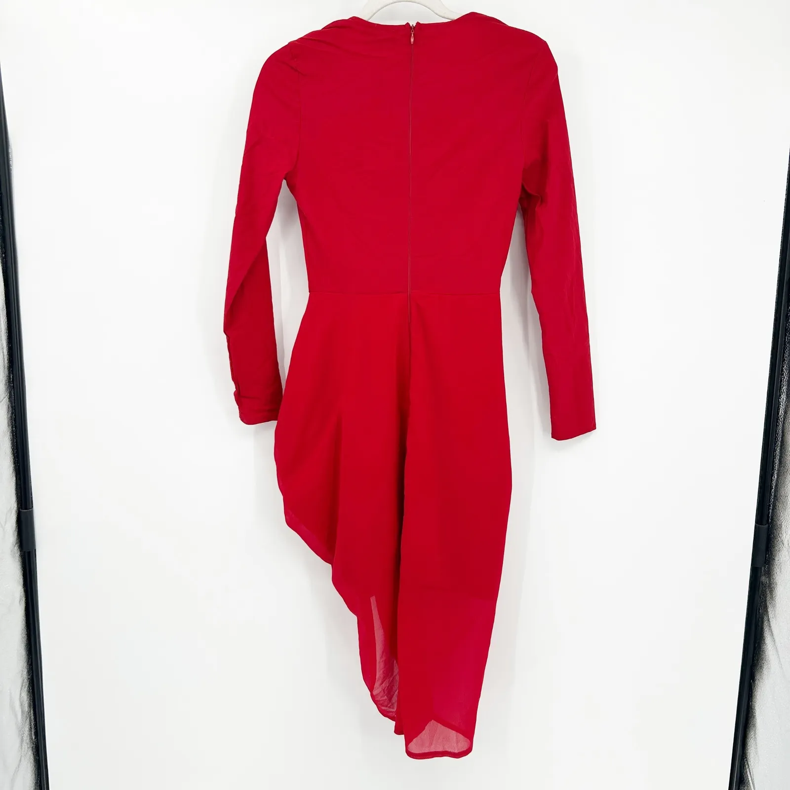 NWT PrettyLittleThing Womens Bodycon‎ Corset Detail Ruched Midi Dress Size 4 Red - Image 12