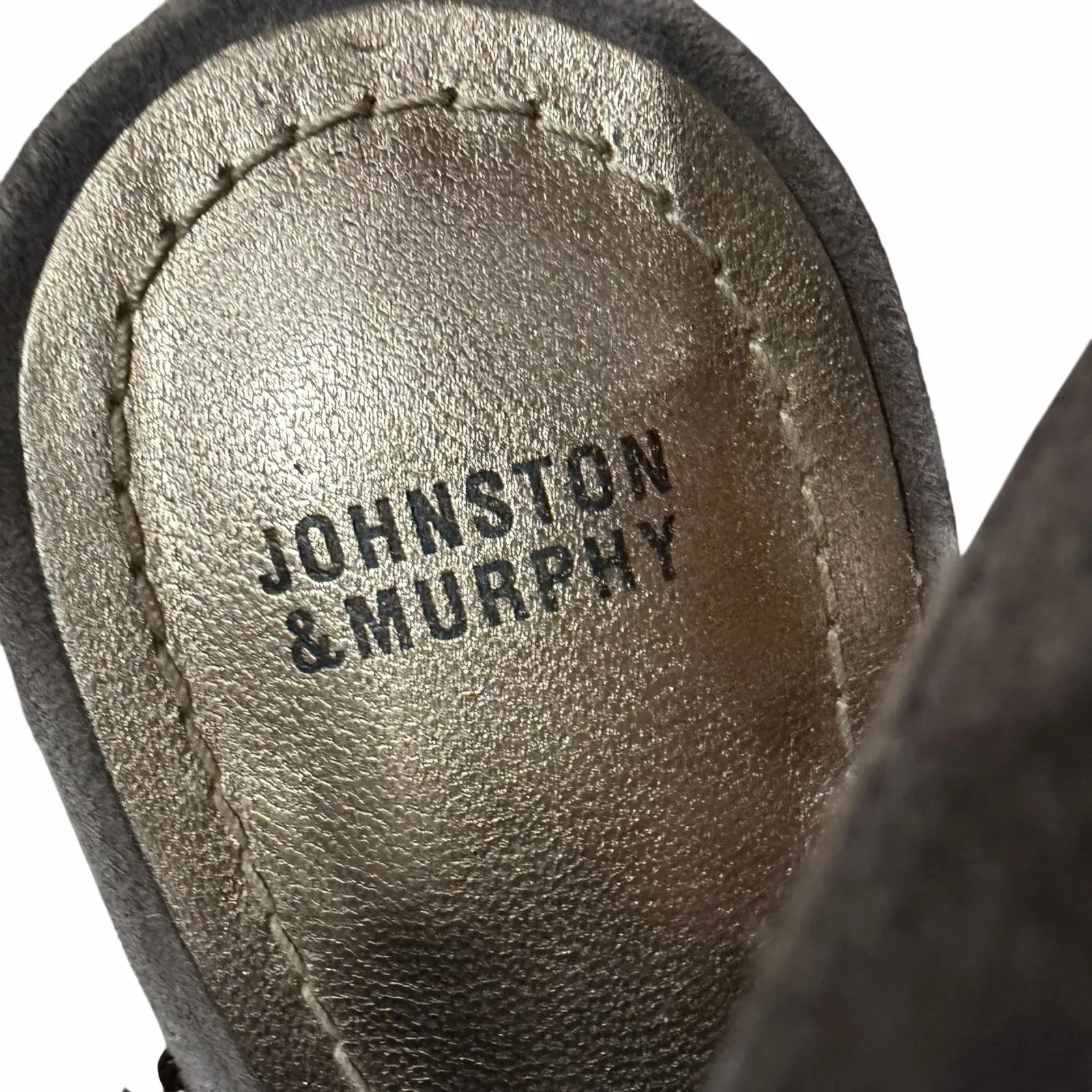Johnston & Murphy Cassie Booties 9.5 Gray Kid Suede Open Peep Toe Slingback Heel - Image 14