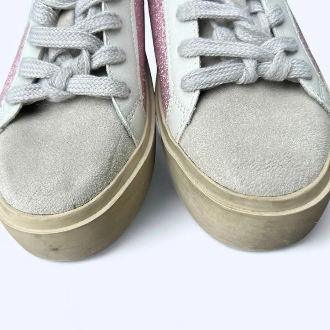 Shu Shop REBA White & Pink Sparkle Tennis Shoes Fashion Sneaker size 6.5 Glitter - Image 4