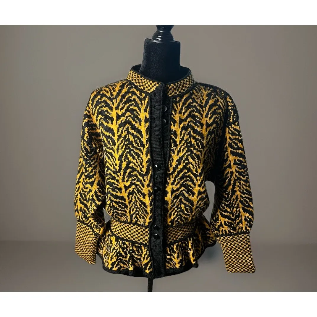 Vigdis‎ Design Handmade In Norway New Wool Vintage Sweater Medium NWOT RARE Black - Image 2