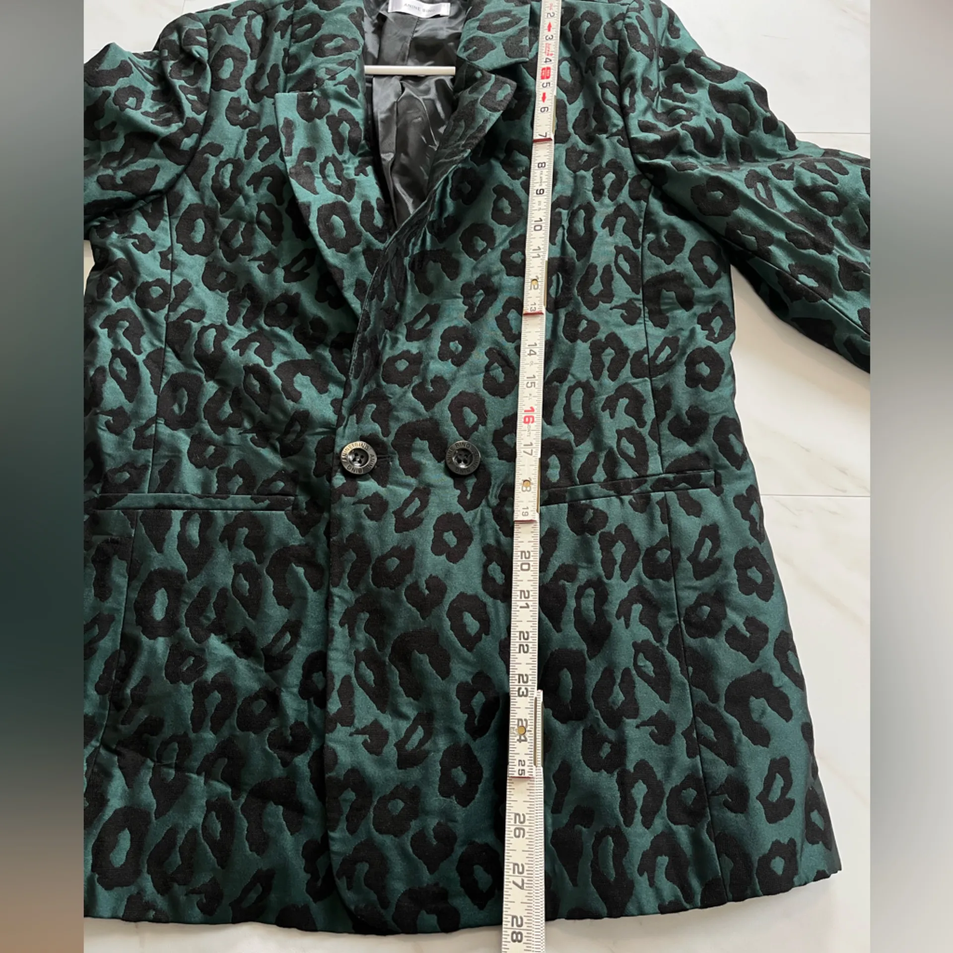Anine Bing Madeleine Emerald Leopard Jacquard Blazer size small - Image 9