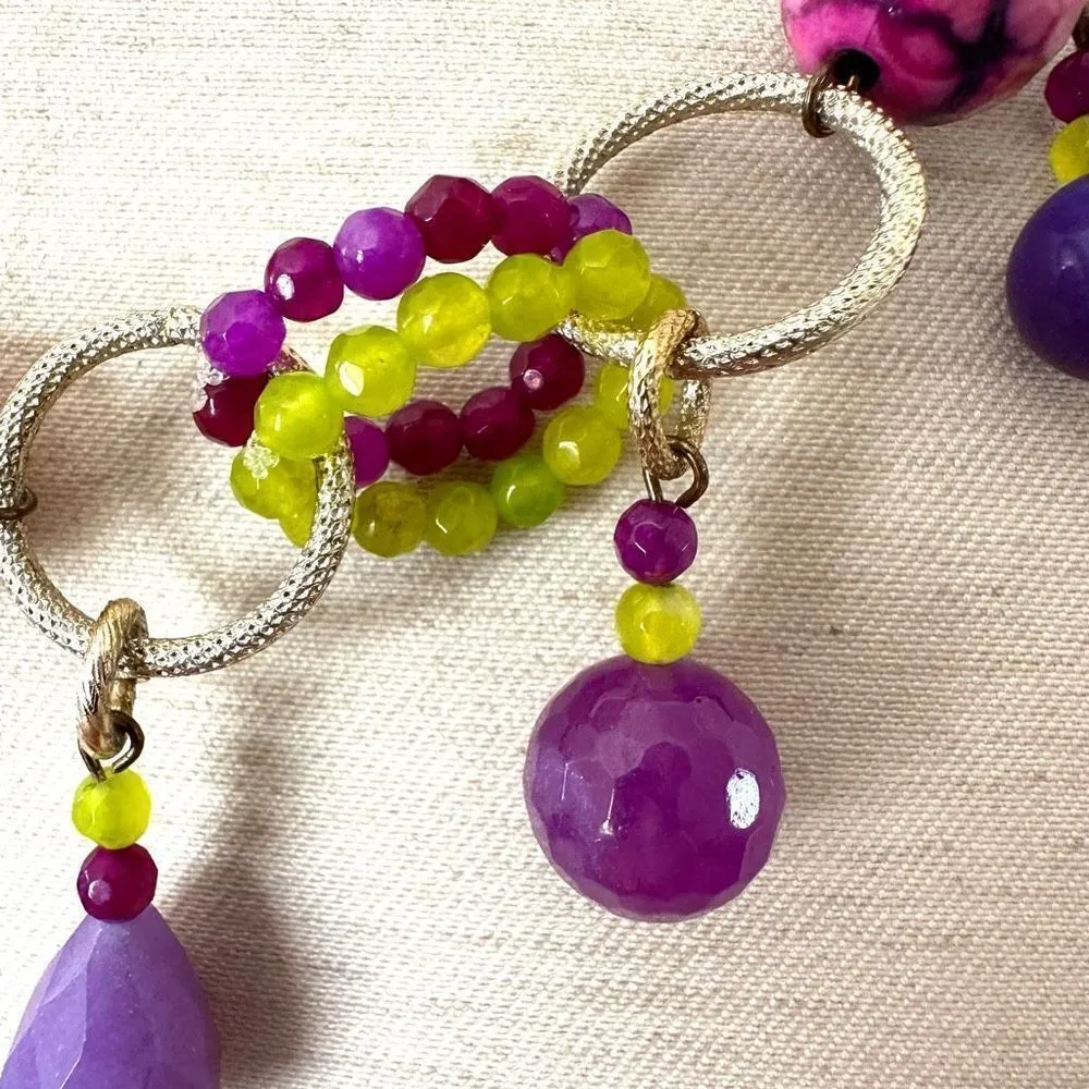Green and purple circle beaded necklace - Image 3