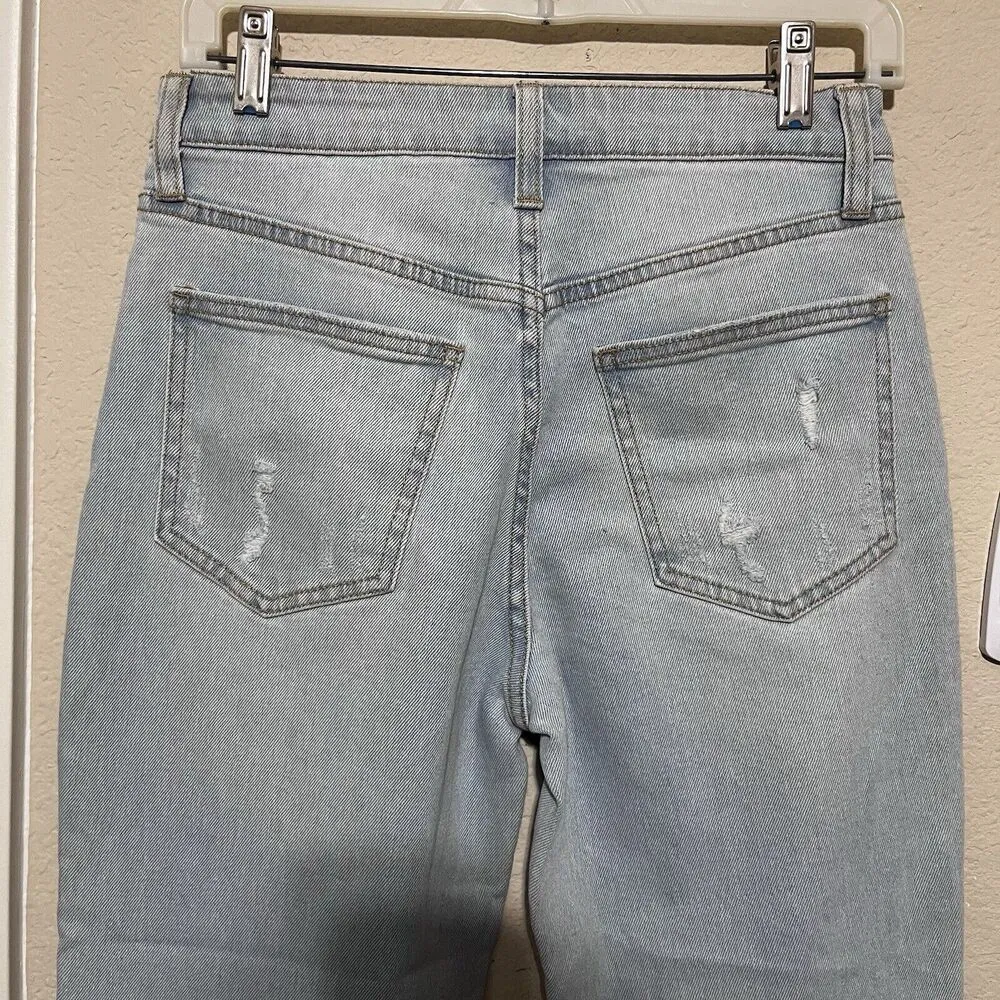 Nobo Jeans No Boundaries Juniors Size 5 Blue High Rise Distressed Stretch Mom - Image 4
