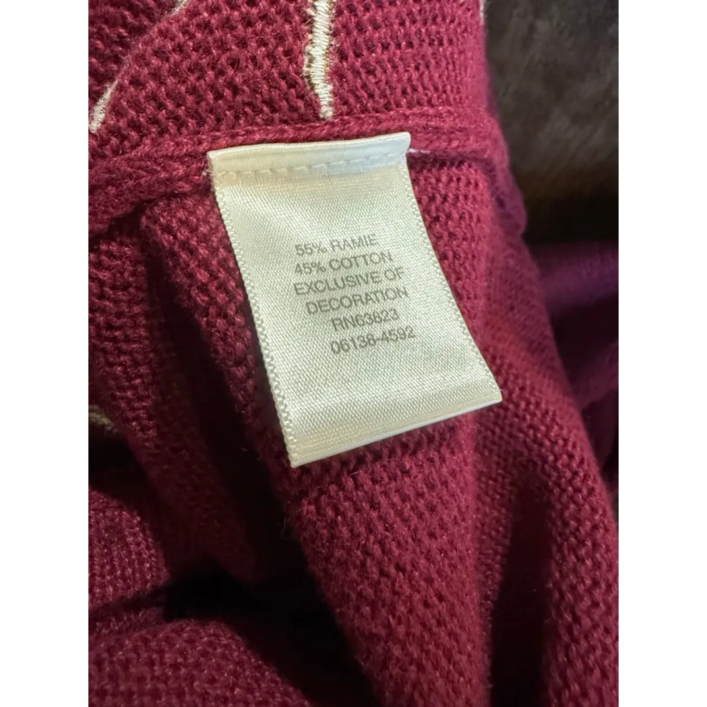 Women's Christopher & Banks Burgundy Cardigan with Fall Leaves, Size L - Image 6