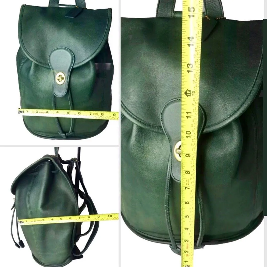 COACH Bottle Green Leather Weekend Backpack Large Daypack 9943 USA COA - Image 13