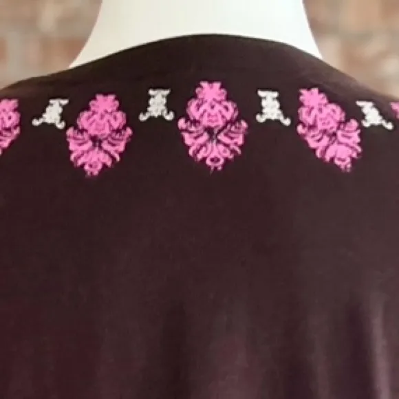 Charter Club Top Tunic Beaded Brown Knit 3X Boho Peasant V-Neck Everyday Chic - Image 9