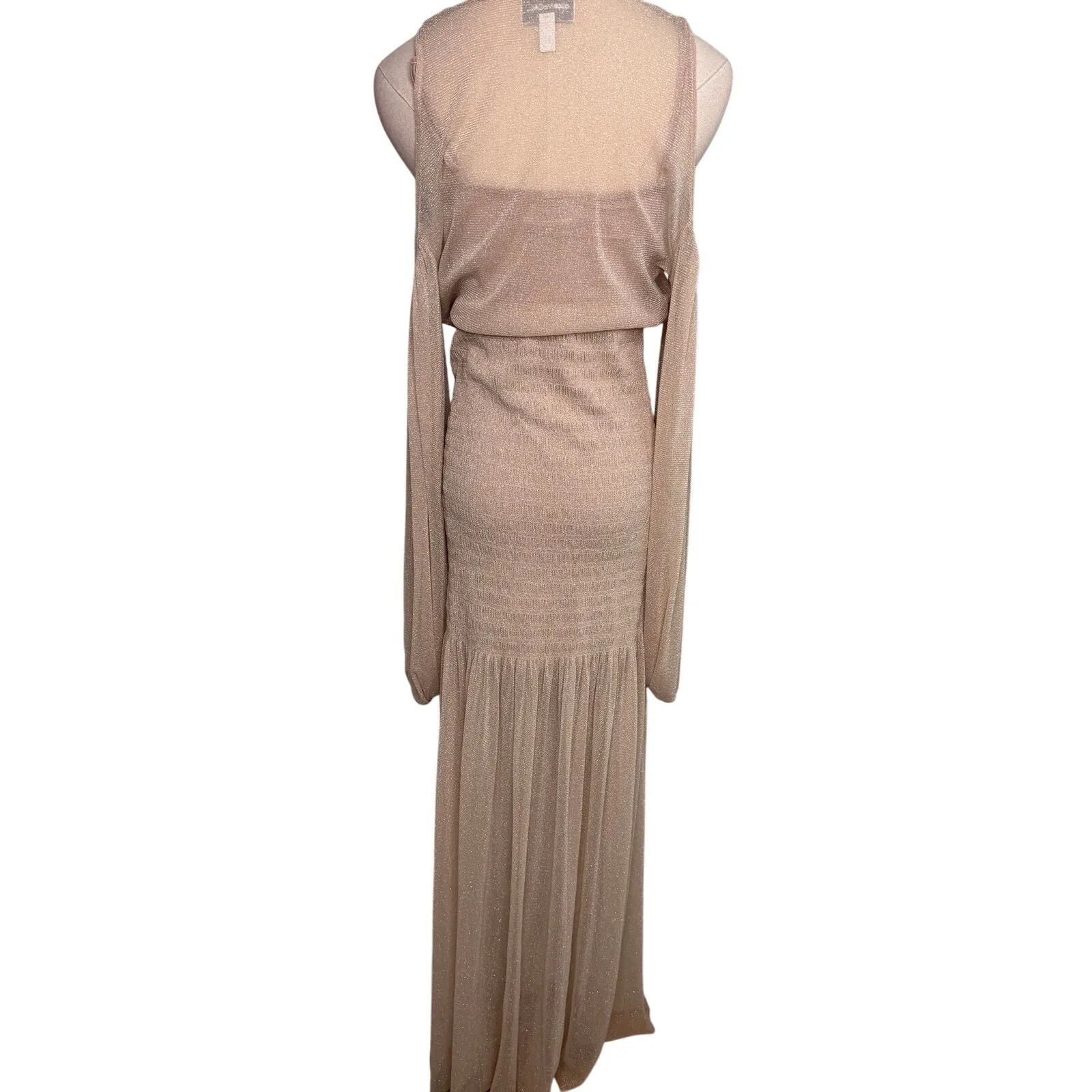 Alice McCall Spell Gown Maxi Dress nude neutral metallic knit mesh Size 4 - Image 8