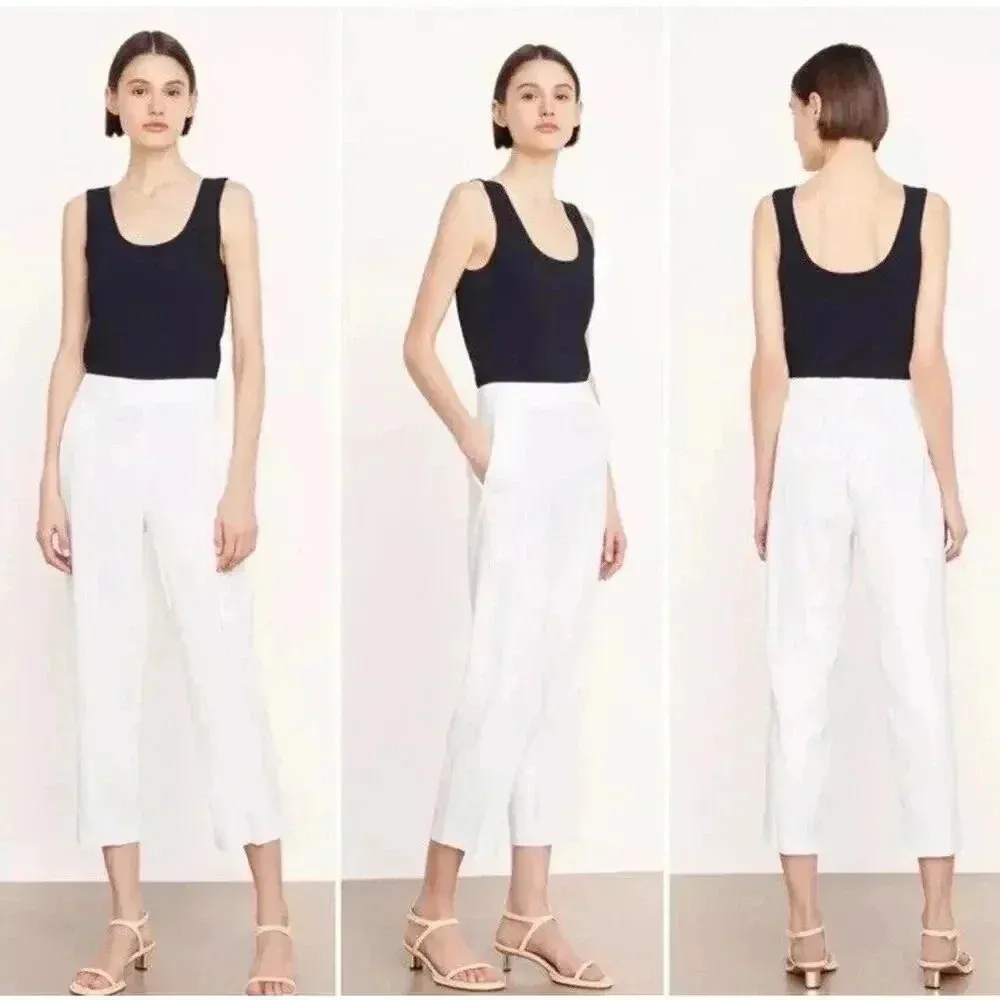 Vince Women’s Pants Pink Linen Blend Pull On Trouser Elastic Waist Size Large - Image 3